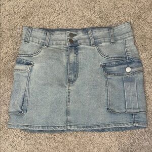 Denim Mini Skirt with Pockets
